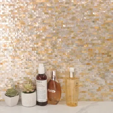 Mother of pearl mosaic tile surface