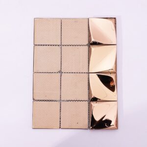 Mosaikfliesen aus Edelstahl – Roségold, Quadrate, 3D-Struktur – BJ-7777FDD78D33