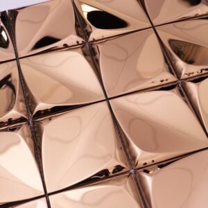 Mosaikfliesen aus Edelstahl – Roségold, Quadrate, 3D-Struktur – BJ-7777FDD78D33