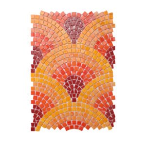 Obverse side of orange and red glass mural mosaic for wall art