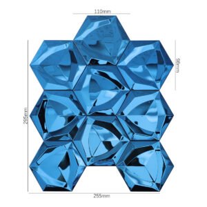 Piastrelle a mosaico in acciaio inossidabile – blu, esagonale, 3D