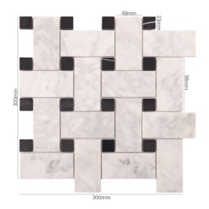 Mosaico de mármol – Carrara, blanco, trenzado