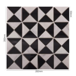 Mosaico de mármol – Carrara, blanco / negro, triangular