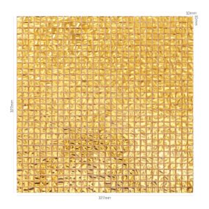 بلاط فسيفساء زجاجي ذهبي لامع، 10x10mm