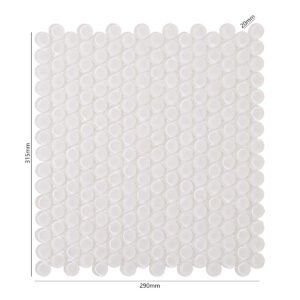 Piastrelle a mosaico in vetro – bianco, tondo piccolo, rotondo, lucido