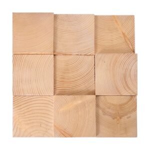 3D wood mosaic tile with natural grain and square pattern
