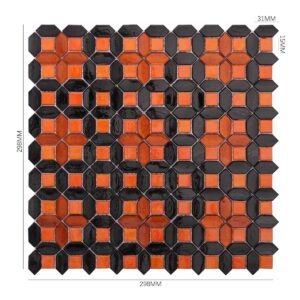 Mosaico de vidrio – negro / naranja, formato alargado, cuadrado, para salpicadero
