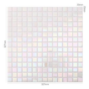 Piastrelle a mosaico in vetro – bianco, quadrato, iridescente – BJ-36B7A7F7CFE8