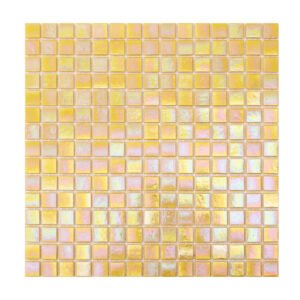 Iridescent Yellow Square Glass Mosaic Wall Tiles-BJTiles