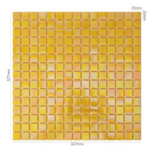 Glasmosaikfliesen – Gelb, Quadrate, irisierend, glänzend