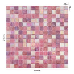 Iridescerande mosaik av glasmålning i lila och rosa