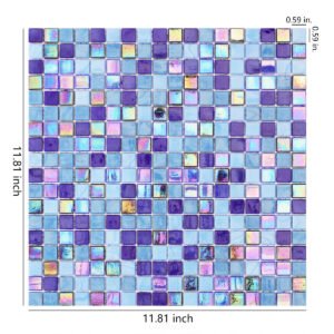 Meerkleurige blauwe iriserende glasmozaïektegels, 15mm*15mm