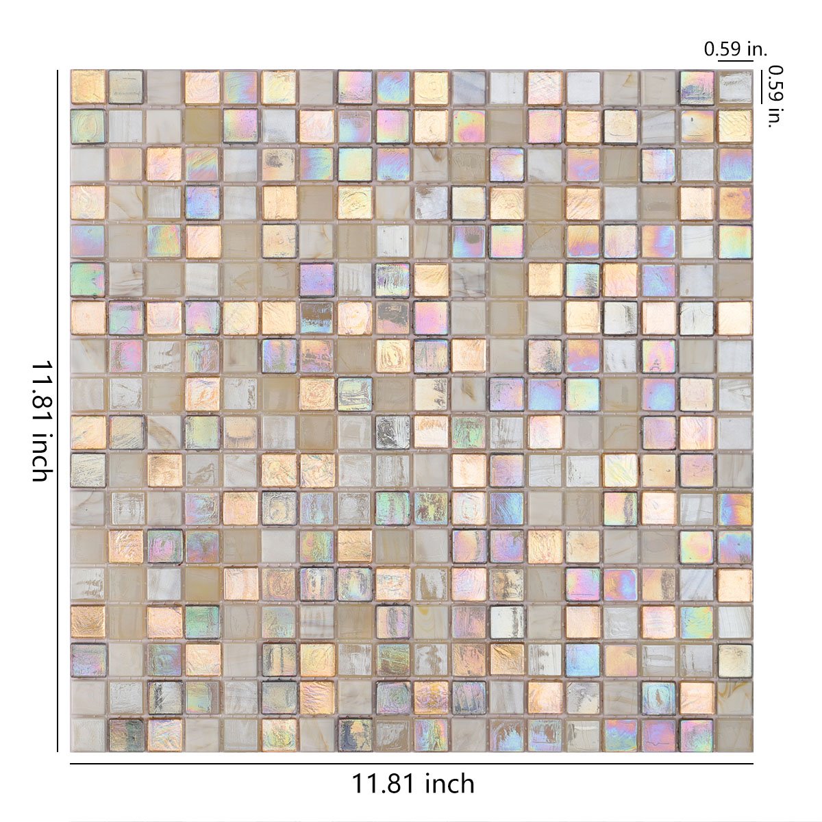 Beige and Gold Iridescent Glass Mosaic Tiles Mixed