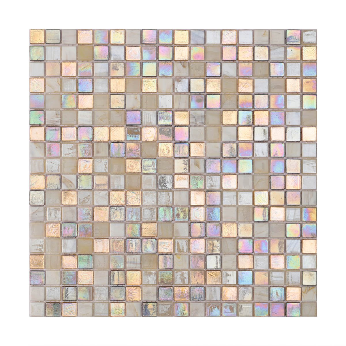 Beige and Gold Iridescent Glass Mosaic Tiles Mixed