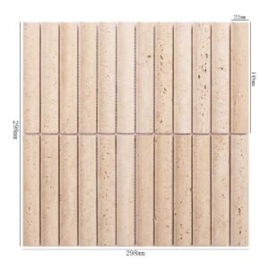 Buet riflet mosaikk i beige travertinstein