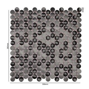 Metallmosaikfliesen – Schwarz, kleine Rundformen, Rundformen, 3D-Struktur