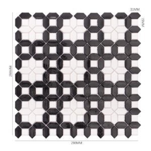 Mosaïque – blanc / noir, motif tressé, format oblong