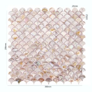 Mosaïque en nacre – motif écailles, pour douche