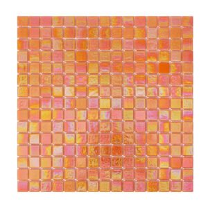Pearlescent Orange Square Glass Mosaic Wall and Floor Tile