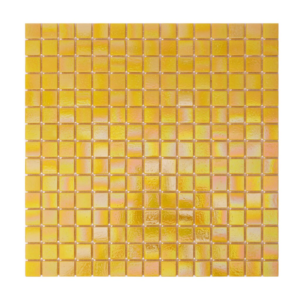 Glasmosaikfliesen – Gelb, Quadrate, irisierend, glänzend