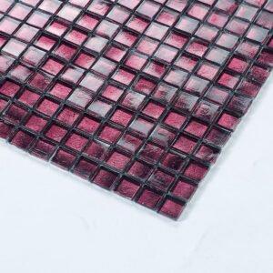 Mosaicos de vidro roxo brilhante com folha metálica