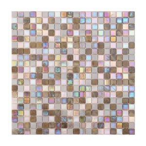 Bround mixed Beige Pearlescent Glass Square Mosaic pool Tiles