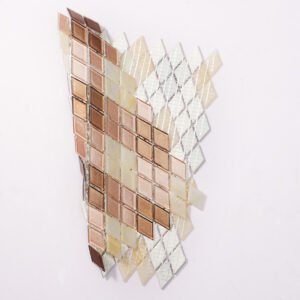 Mosaïque en verre – beige / marron, en losange, pour mur