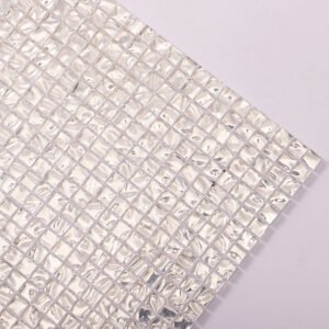Glansig silverfärgad kvadratisk glasmosaikplatta för vägg, 10 × 10 mm