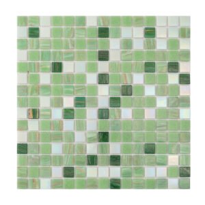 Iridescence Spring Green Square Glass Mosaic Pool Tiles