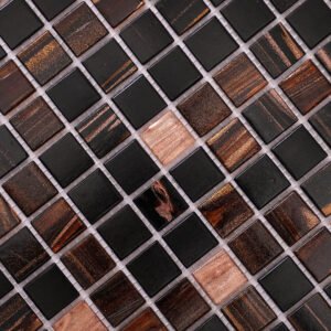 Glasmosaikfliesen – Schwarz / Braun, Quadrate, für Pools