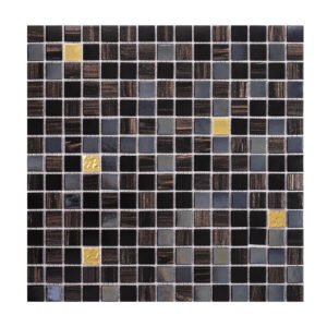 Glossy Black Mixed Brown And Gold Glass Mosaic Tiles
