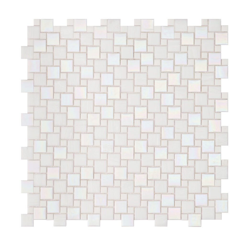 Mosaico de vidrio blanco con patrón de molino para piscina