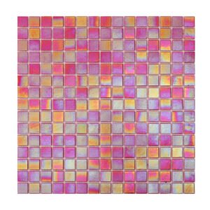 Watermelon Red Iridescent Glass Mosaic Tiles for Stylish Backsplashes-BJTiles