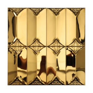Front side of gold rectangle 3D metal mosaic tile
