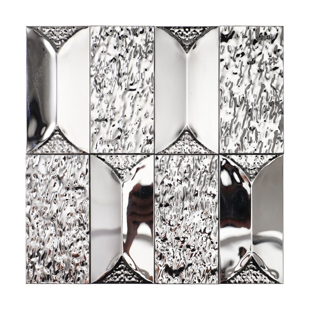 Piastrelle a mosaico – argentato, rettangolare, 3D