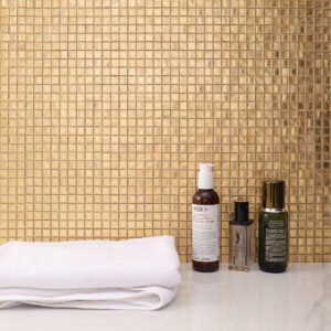 Gold Foil Square Glass Mosaic Tiles for Walls