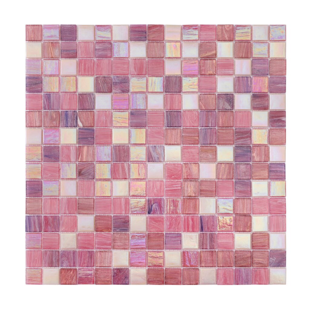 Iridescerande mosaik av glasmålning i lila och rosa
