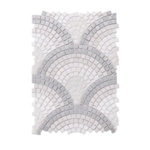 White and Gray Fish Scale Mosaic Tile Art-BJTiles