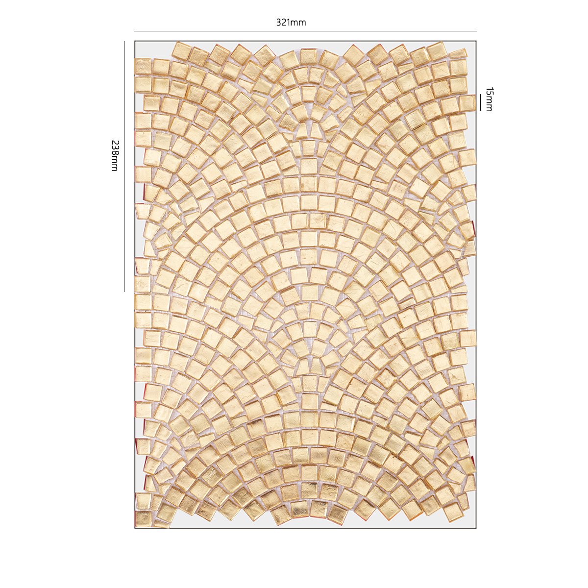 Obverse side of gold glass mosaic art designs with size