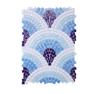 Obverse side of blue scale glass mosaics with cutting art