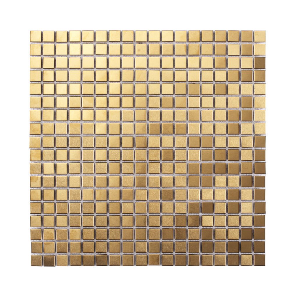 Mosaïque en métal – doré, carré, pour mur