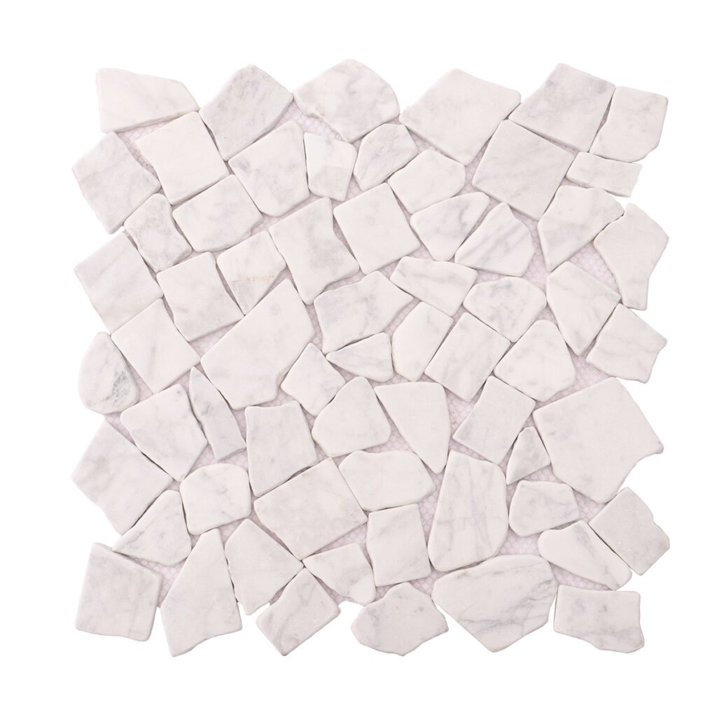 Marmormosaikfliesen – Carrara, Weiß, Crackle-Oberfläche