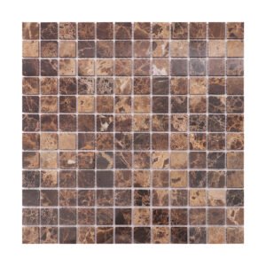 Obverse side of dark brown marble mosaic tiles