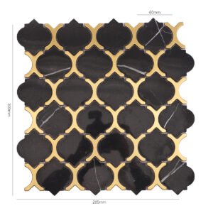Piastrelle a mosaico in acciaio inossidabile – nero / dorato, arabesco