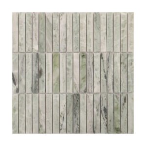 Front view of Ming green marble polished mosaic tiles.