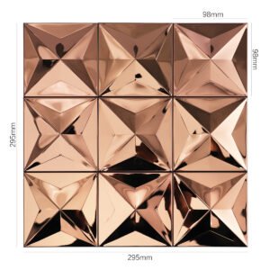 Roségouden 3D-metalen mozaïektegels van roestvrij staal