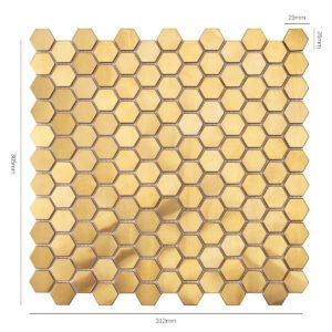 Piastrelle a mosaico in acciaio inossidabile – dorato, esagonale, spazzolato, a specchio