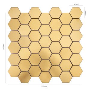 Mosaikfliesen aus Edelstahl – Goldfarben, Sechsecke, für Wände