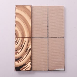 Mosaicos 3D de aço inoxidável ouro rosa com padrão ondulado