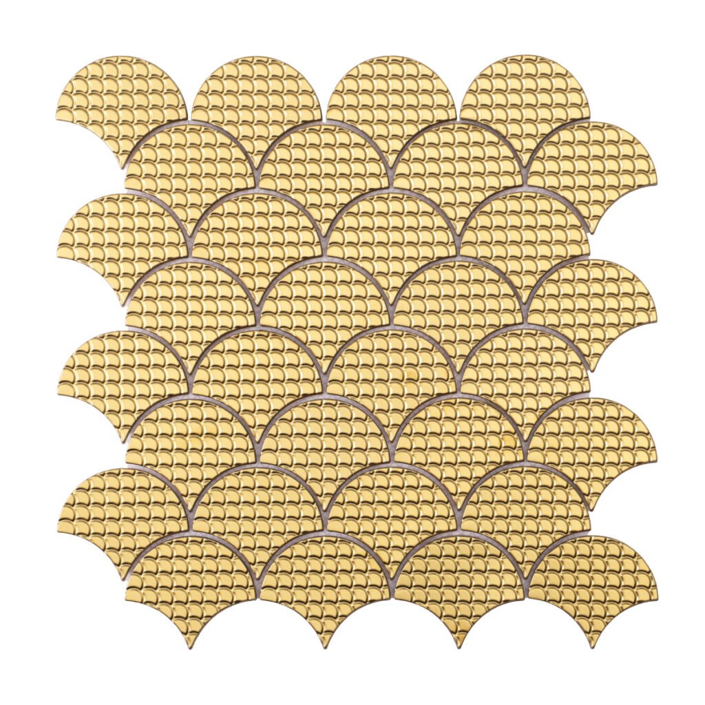 Piastrelle a mosaico in madreperla – dorato, 3D